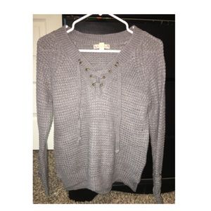 Gray knitted sweater